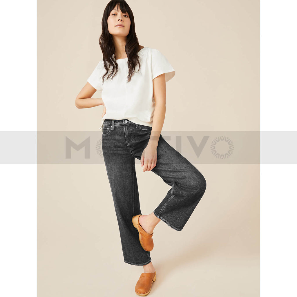 FA Wide Cropped Charcoal Jeans | Montivo Pakistan