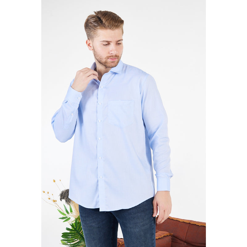 Light Blue Oxford Textured Slim Fit Shirt | Montivo Pakistan