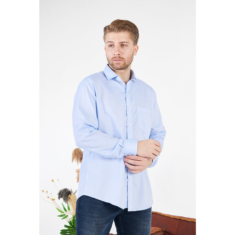 Light Blue Oxford Textured Slim Fit Shirt | Montivo Pakistan