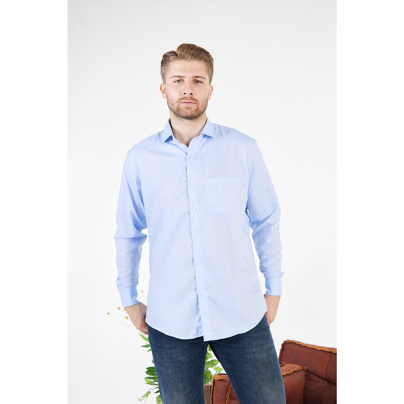 Light Blue Oxford Textured Slim Fit Shirt | Montivo Pakistan