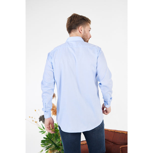 Light Blue Oxford Textured Slim Fit Shirt | Montivo Pakistan