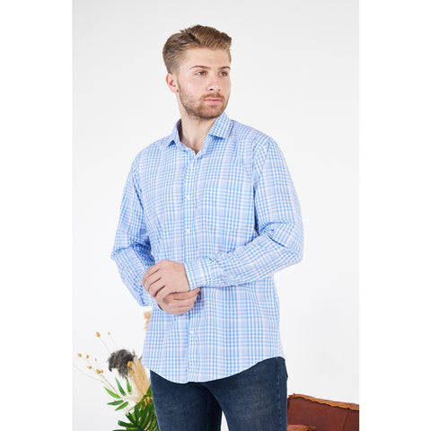 Micro-Check Light Blue Slim Fit Shirt | Montivo Pakistan