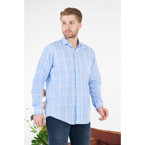 Micro-Check Light Blue Slim Fit Shirt | Montivo Pakistan