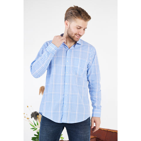 Micro-Check Light Blue Slim Fit Shirt | Montivo Pakistan
