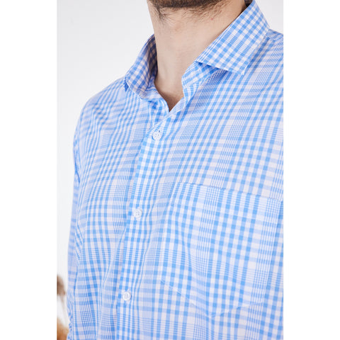 Micro-Check Light Blue Slim Fit Shirt | Montivo Pakistan