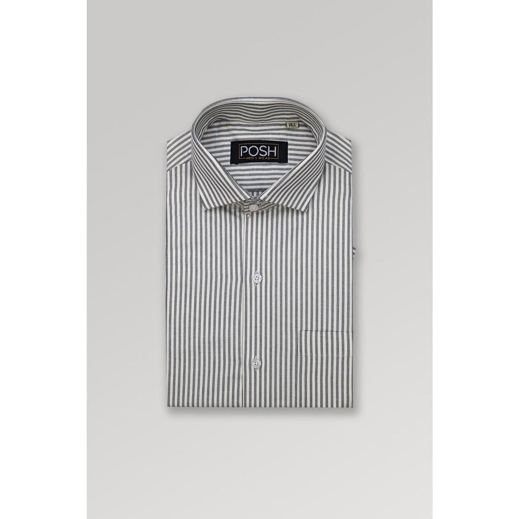 White Grey Lining Slim Fit Shirt | Montivo Pakistan