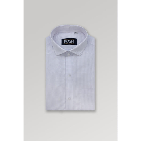 White Microcheck Slim Fit Shirt | Montivo Pakistan