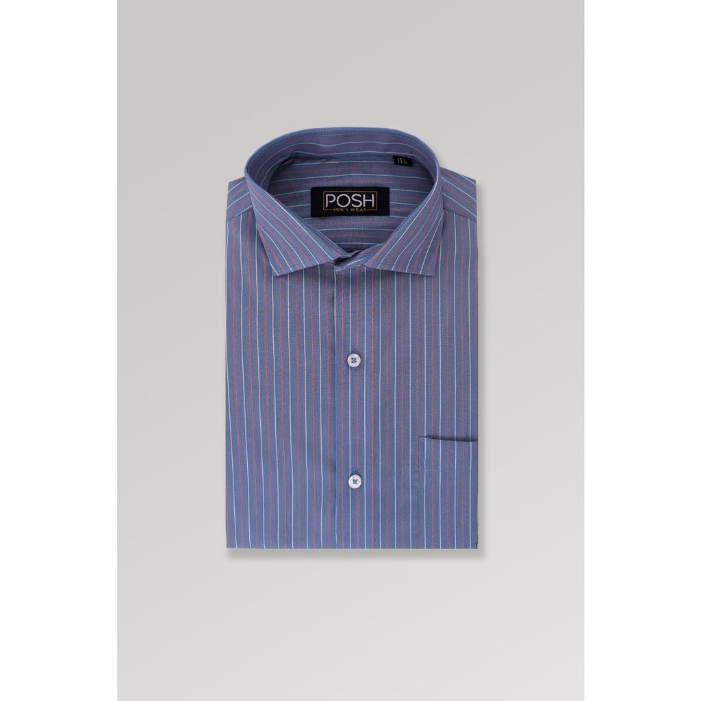 Oxford Blue Lining Slim Fit Shirt | Montivo Pakistan
