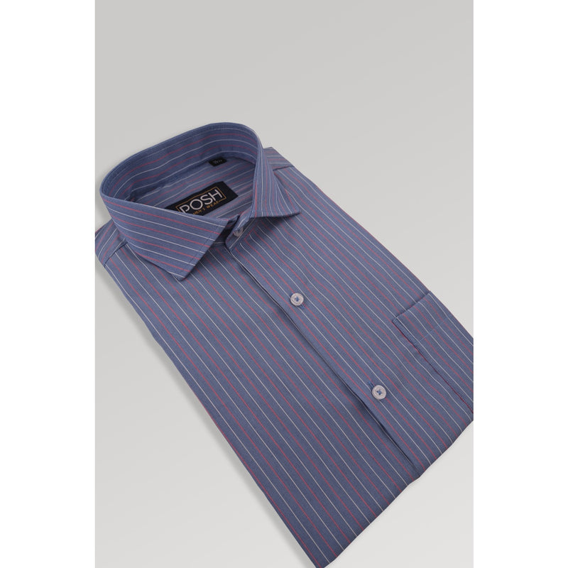 Oxford Blue Lining Slim Fit Shirt | Montivo Pakistan