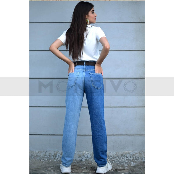 TW Two Tone Mom Fit Jeans | Montivo Pakistan
