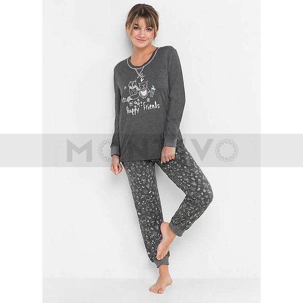 Printed Charcoal Nightsuit | Montivo Pakistan