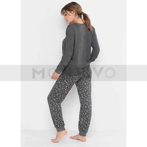 Printed Charcoal Nightsuit | Montivo Pakistan