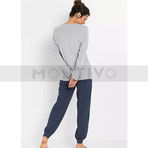 Grey Heart Print Pyjama Suit | Montivo Pakistan