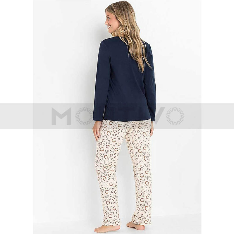 Blue Deer Print Pyjamas Suit | Montivo Pakistan