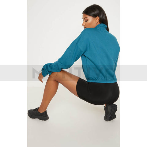 PTL Teal Oversized Zip Front Sweatshirt | Montivo Pakistan