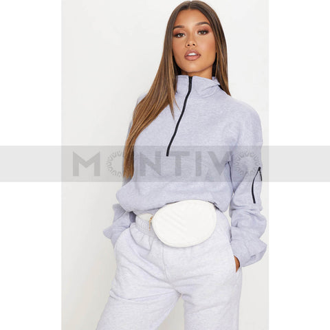 PTL Ash Grey Oversized Zip Sweatshirt | Montivo Pakistan