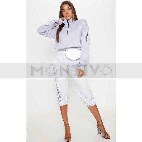 PTL Ash Grey Oversized Zip Sweatshirt | Montivo Pakistan