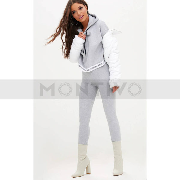 PTL Grey Trim Cropped Hoodie | Montivo Pakistan