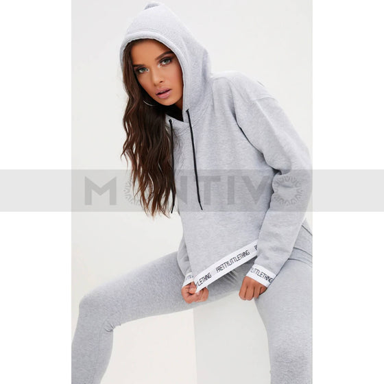 PTL Grey Trim Cropped Hoodie | Montivo Pakistan