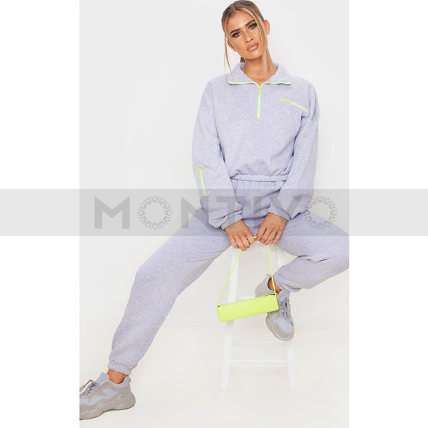 PTL Grey Oversized Zip Detailed Sweatshirt | Montivo Pakistan