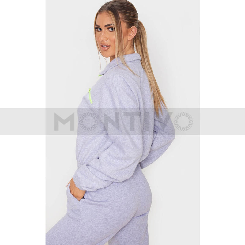 PTL Grey Oversized Zip Detailed Sweatshirt | Montivo Pakistan
