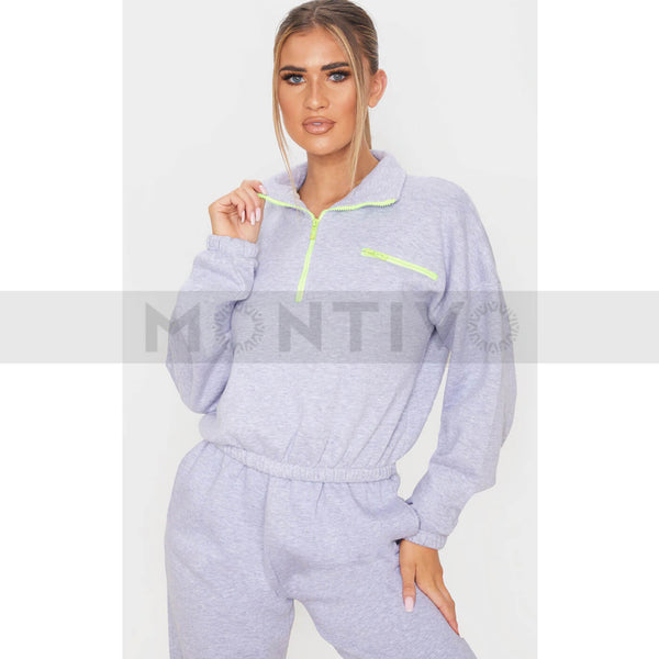 PTL Grey Oversized Zip Detailed Sweatshirt | Montivo Pakistan
