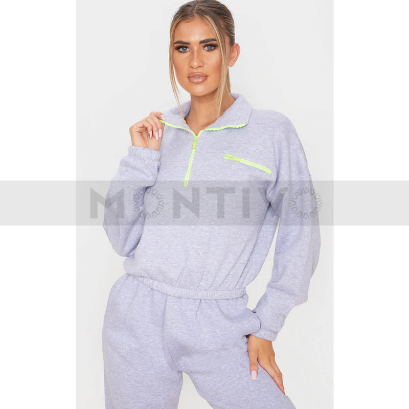 PTL Grey Oversized Zip Detailed Sweatshirt | Montivo Pakistan