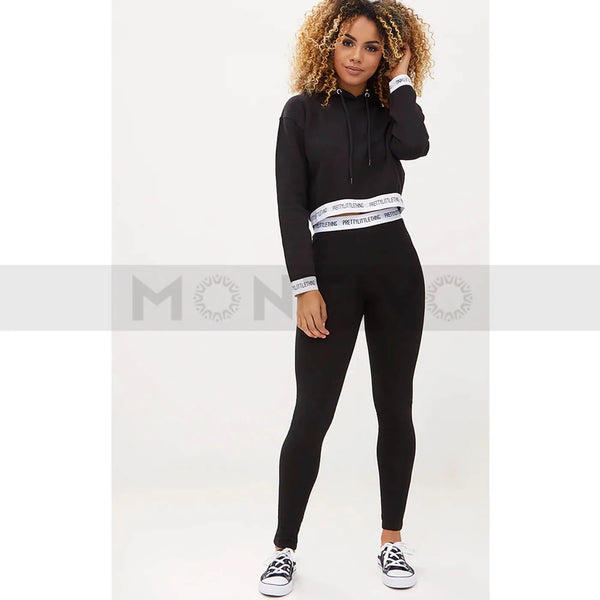 PTL Black Trim Cropped Hoodie | Montivo Pakistan