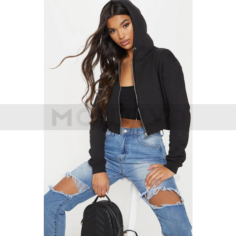 PTL Black Crop Zip Hoodie | Montivo Pakistan