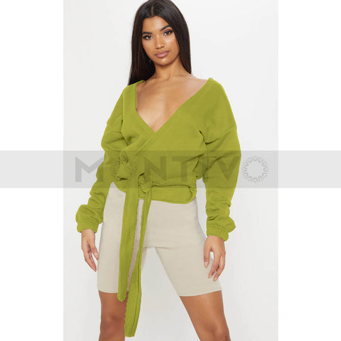 PTL Lime plunge Wrap Sweatshirt | Montivo Pakistan