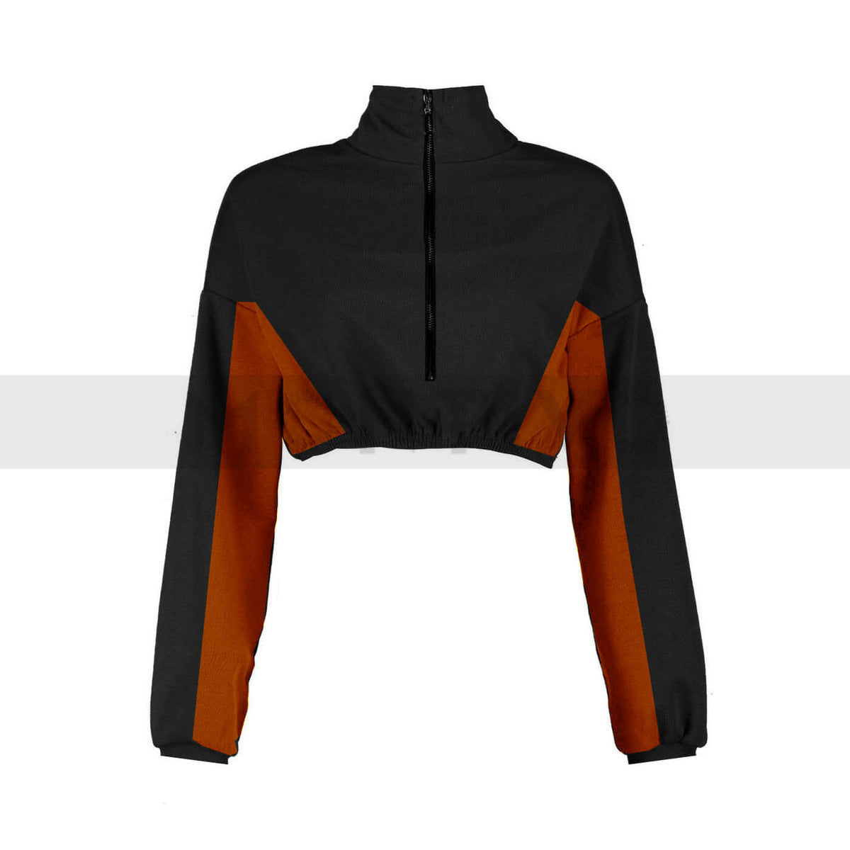 Black Colour Block Crop Sweatshirt | Montivo Pakistan