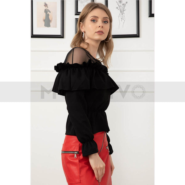 Black Ruffle Detailed Top | Montivo Pakistan