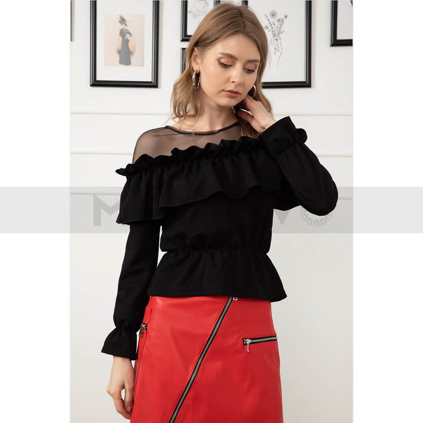 Black Ruffle Detailed Top | Montivo Pakistan