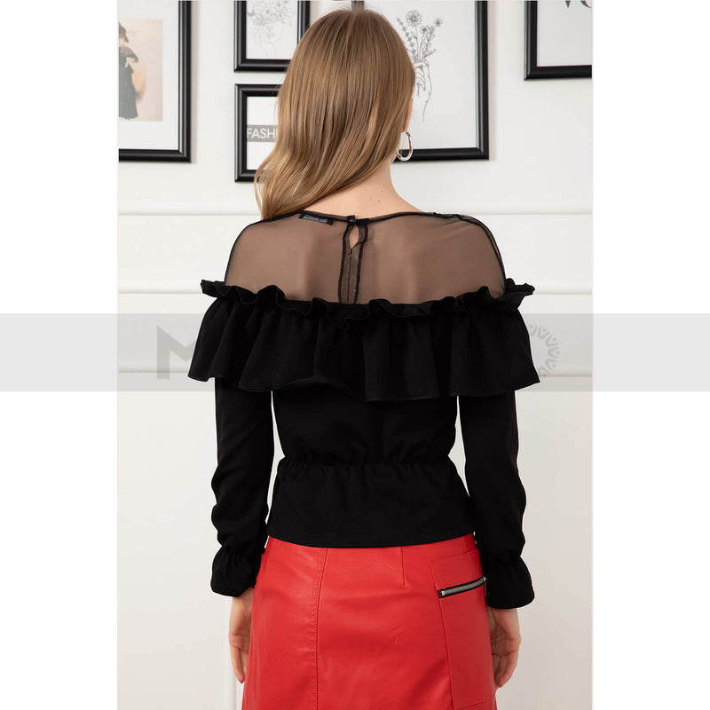 Black Ruffle Detailed Top | Montivo Pakistan
