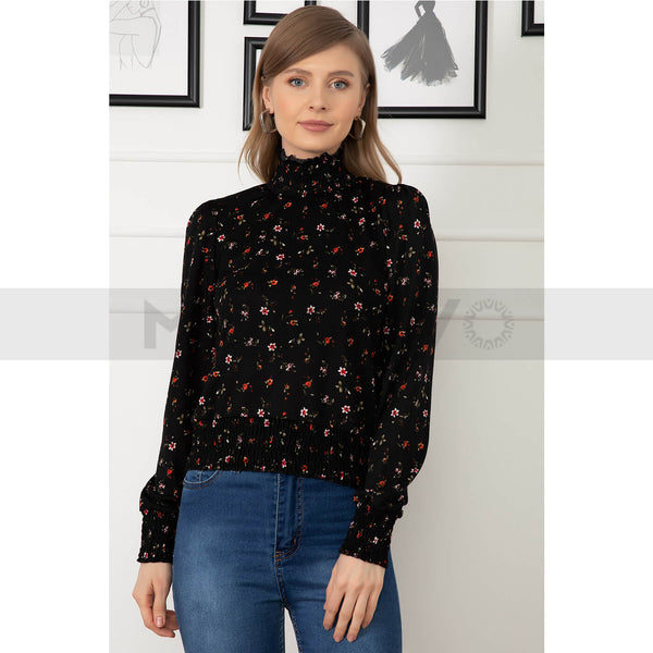 Floral Pattern Waist Elastic Blouse | Montivo Pakistan