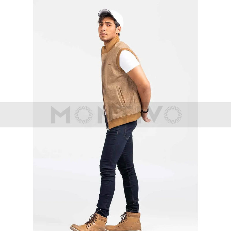 Beige Mock Neck Zipper Jacket | Montivo Pakistan