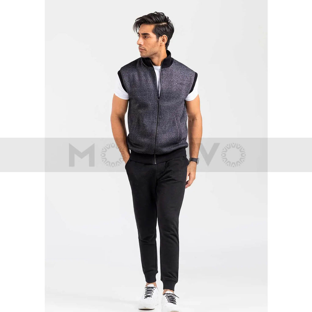 Charcoal Mock Neck Zipper Jacket | Montivo Pakistan
