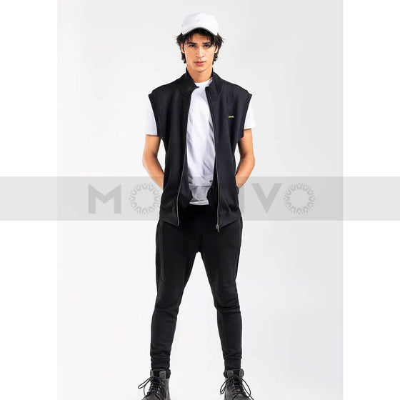 Black Mock Neck Zipper Jacket | Montivo Pakistan