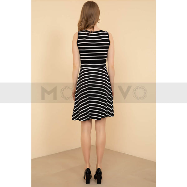 Black Striped Short Dress | Montivo Pakistan