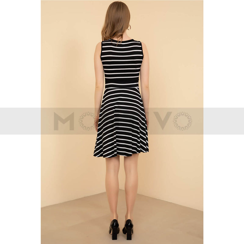 Black Striped Short Dress | Montivo Pakistan