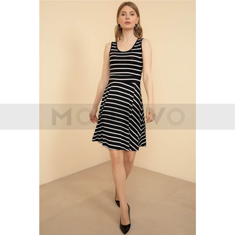 Black Striped Short Dress | Montivo Pakistan