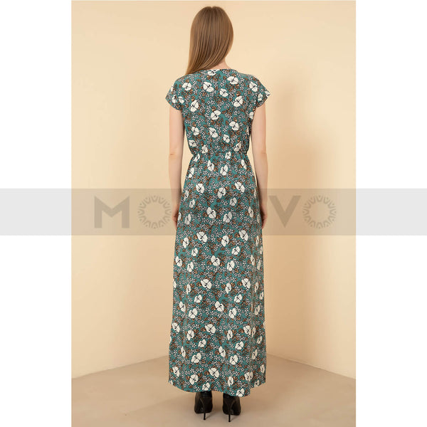 Blue Patterned Long Dress | Montivo Pakistan