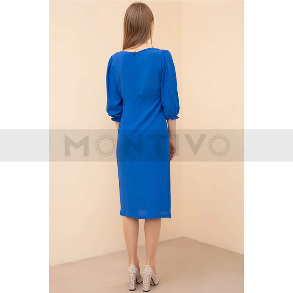 Blue Capri Sleeves Dress | Montivo Pakistan