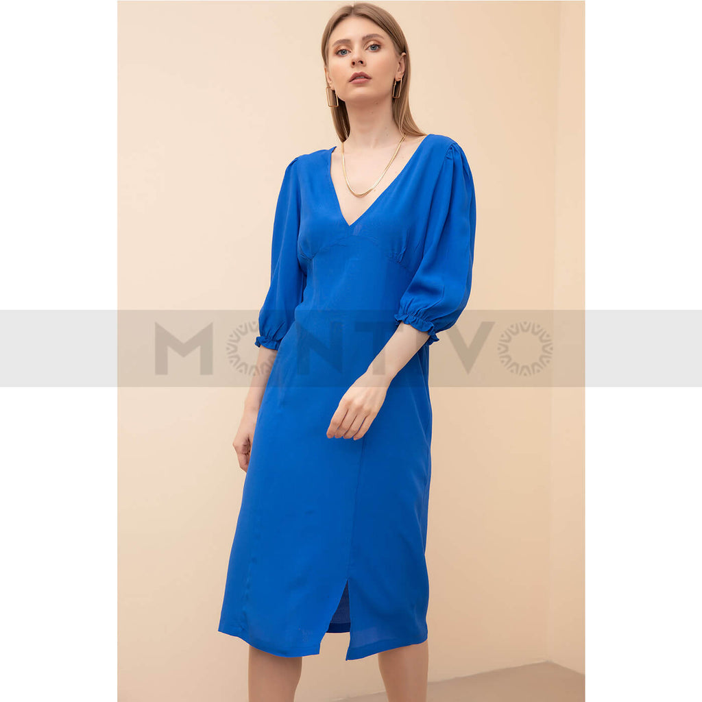Blue Capri Sleeves Dress | Montivo Pakistan