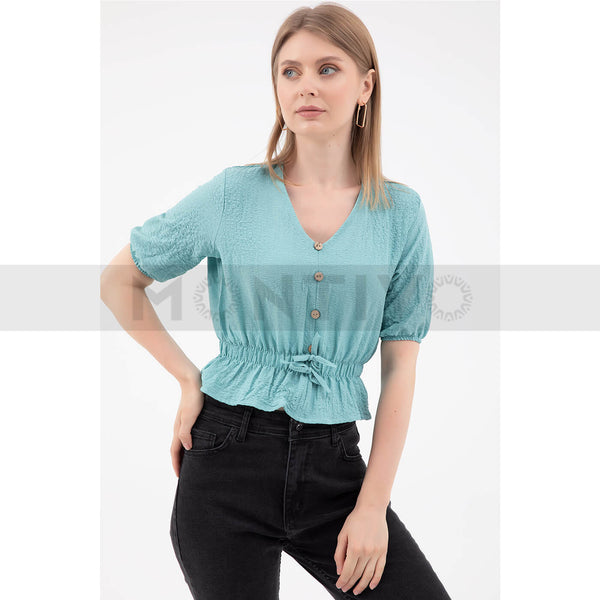 Mint Waist Pleated Top | Montivo Pakistan