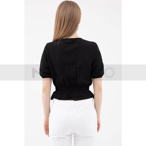 Black Waist Pleated Top | Montivo Pakistan
