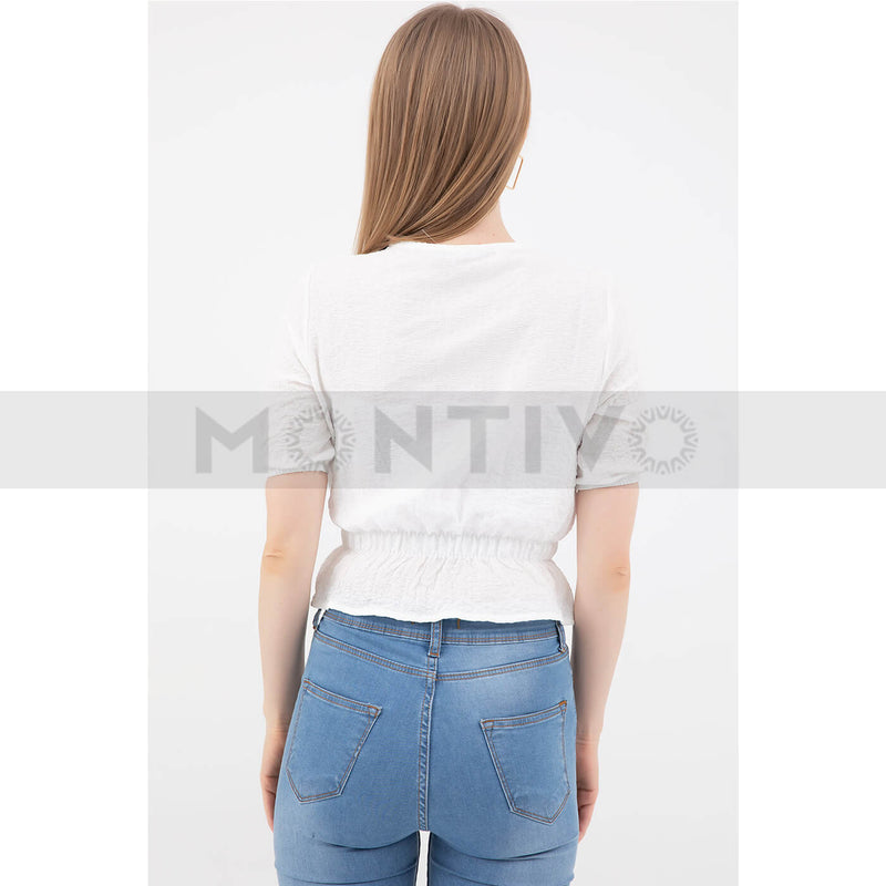 White Waist Pleated Top | Montivo Pakistan
