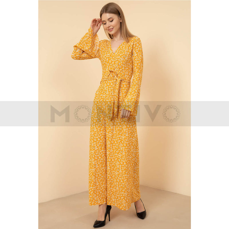 Belted Floral Long Dress | Montivo Pakistan