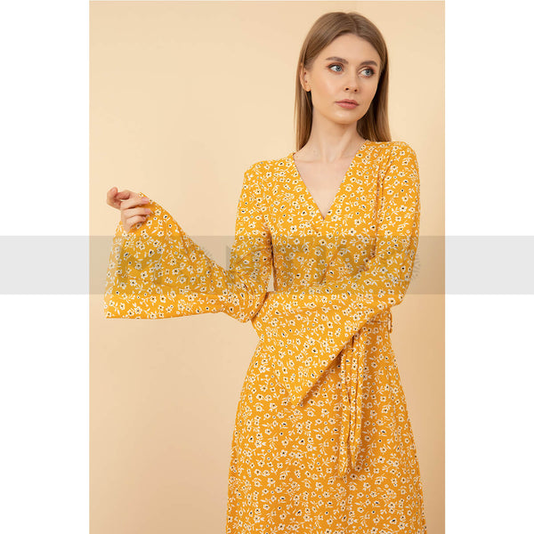 Belted Floral Long Dress | Montivo Pakistan