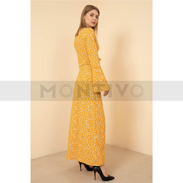 Belted Floral Long Dress | Montivo Pakistan